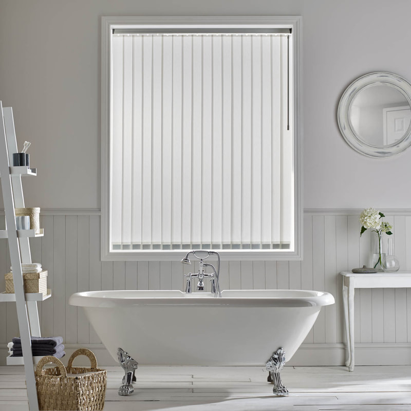 Vertical blinds in bathroom | Dobbs blinds